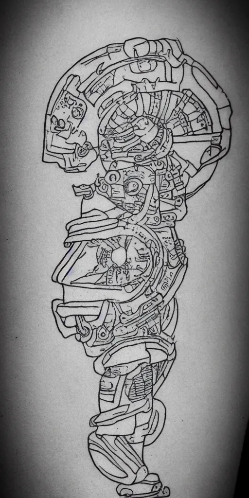 Prompt: tattoo stencil of an ancient astronaut, very detailed, thick bold lines, intricate