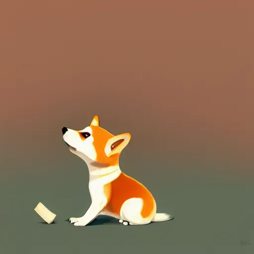 Prompt: goro fujita ilustration a baby shiba inu playing with a bone by goro fujita, painting by goro fujita, sharp focus, highly detailed, artstation