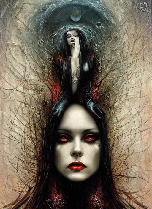 Prompt: mystic cult vampire woman, dark mystical fearful horror, epic surrealism expressionism symbolism, perfect, by karol bak, louise dalh - wolfe, masterpiece