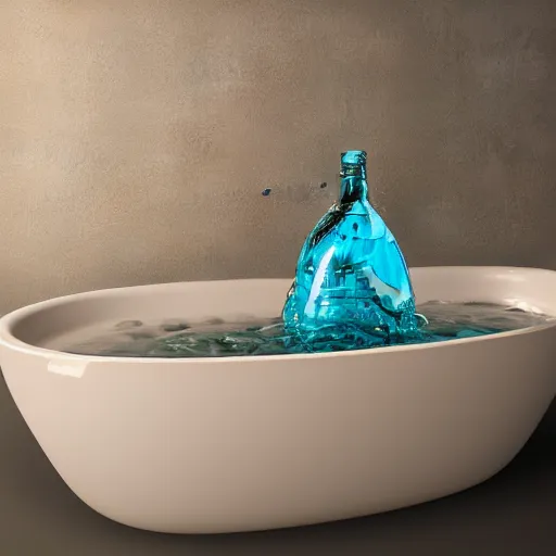 Prompt: a masculine and ripped transparent water elemental in a bathtub | Blender Render | Cycles | Simulation | GTX 3090 | Digital Art | Trending