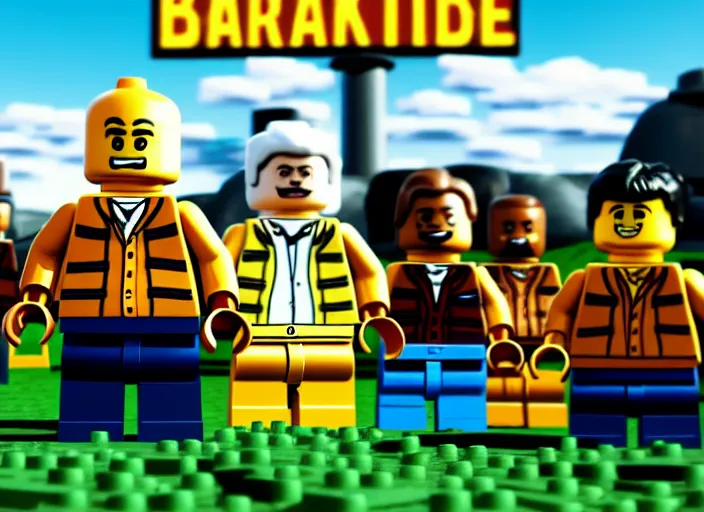 Image similar to film still of breaking bad as a lego movie, 4 k