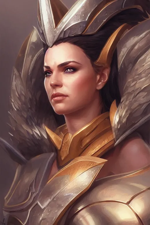 Image similar to amazon valkyrie athena, d & d, fantasy, portrait, highly detailed, headshot, digital painting, trending on artstation, concept art, sharp focus, illustration, art by artgerm and greg rutkowski and magali villeneuve