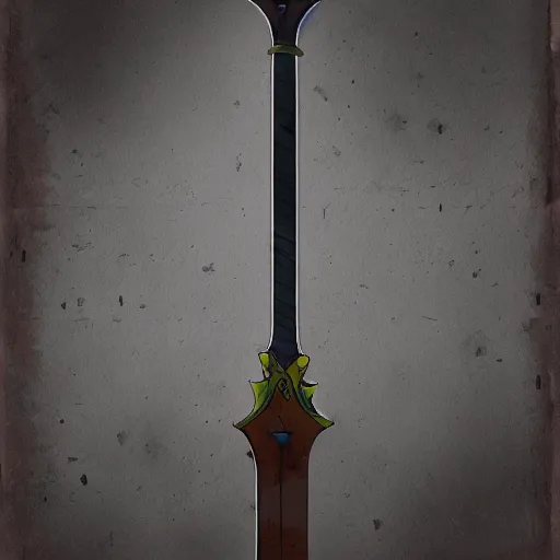 Prompt: an evil sword, on a plain fabric background. diagonal composition, symmetrical ( concept art by enki bilal, museum picture, 4 k, backlit )