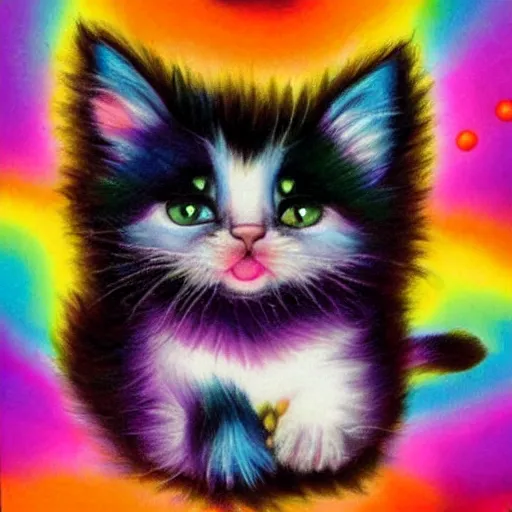 Image similar to An adorable kitten, by Lisa Frank