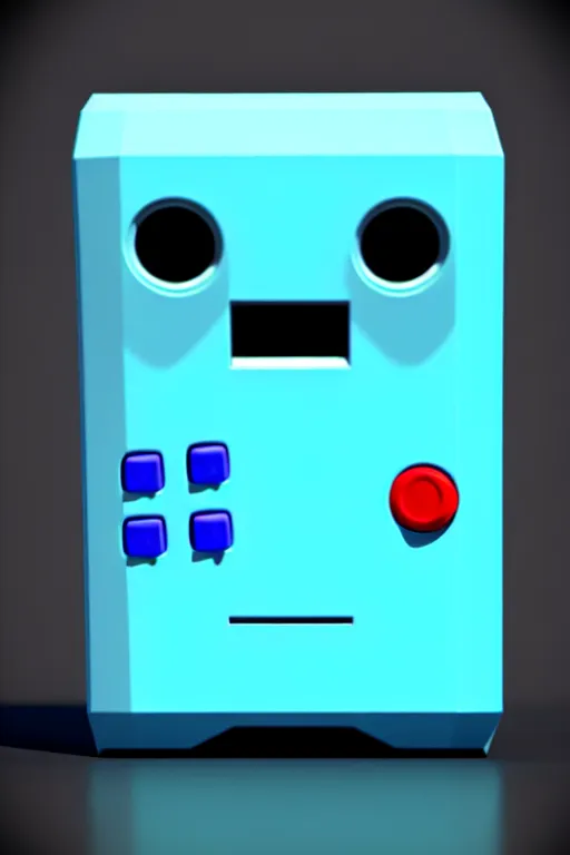 Prompt: A beautiful 3D image of an anthropomorphic gameboy BMO from adventure time, Cal-Arts, accurate, unreal engine 4k