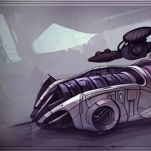 Prompt: dishonored art style retrofuturism car concept, deponia art style