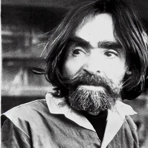 Prompt: charles manson riding a flying fish