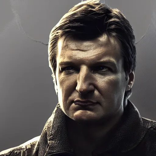 Prompt: Very very very very highly detailed epic central composition photo of Nathan Fillion face, intricate, dystopian, sci-fi, extremely detailed, digital painting, smooth, sharp focus, illustration, intimidating lighting, incredible art by Brooke Shaden, artstation, concept art, Octane render in Maya and Houdini