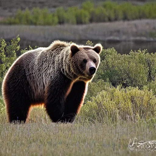 Prompt: cenozoic grizzly bear nature photography