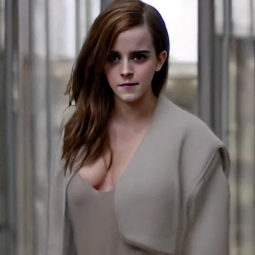 Image similar to A still of Emma Watson as Kim Kardashian