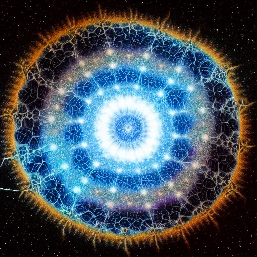 Image similar to mandelbrot set fractal spiral spiderweb mixed with jwst phantom galaxy, high quality image