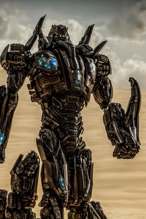 Image similar to cinematic still in westworld and dune movie and pacific rim movie and ps 5 game machine warrior 5, intricate ornate humanoid mecha warrior,