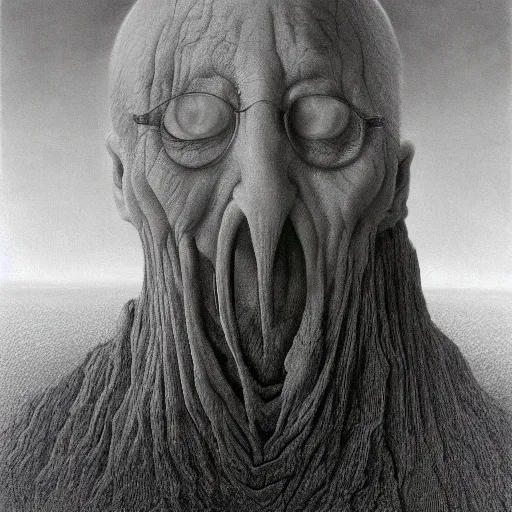 Prompt: Minority Leader Mitch McConnell. Fear. Zdzisław Beksiński