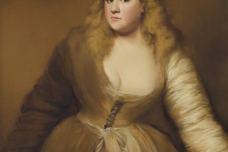 Prompt: amy schumer in the style of samuel johnson, meme, Sir Joshua Reynolds, 1775 oil painting, 8k, photorealistic brush strokes