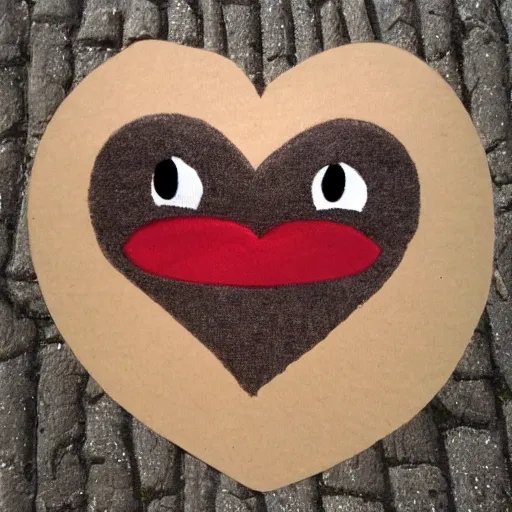 Image similar to heart emoji with troll face