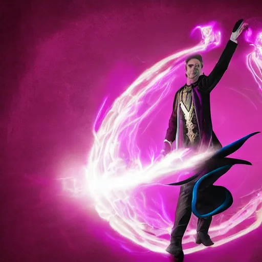 Image similar to novice magician summons a magenta rubbery shield, fantasy, epic, cinematic, digital art, 8 k