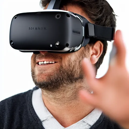 Image similar to symmetry portrait of an adult male wearing a virtual reality headset, highly detailed, sharp focus, centered