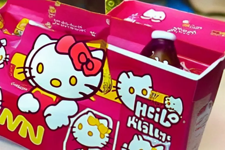 Prompt: the hello kitty meal from mcdonalds, advertisement,