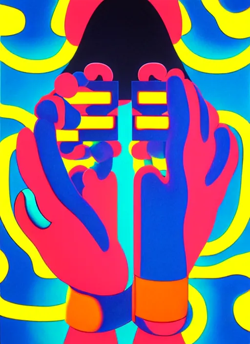 Prompt: handcuffs by shusei nagaoka, kaws, david rudnick, airbrush on canvas, pastell colours, cell shaded, 8 k