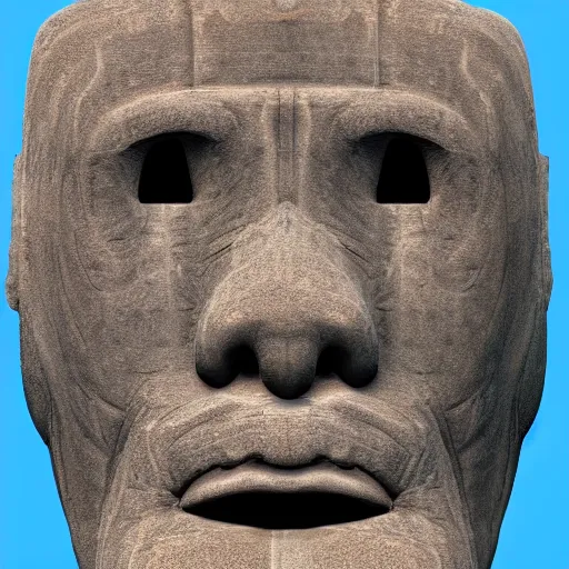 Prompt: hyper realistic human moai, human skin, 8k, 3d render