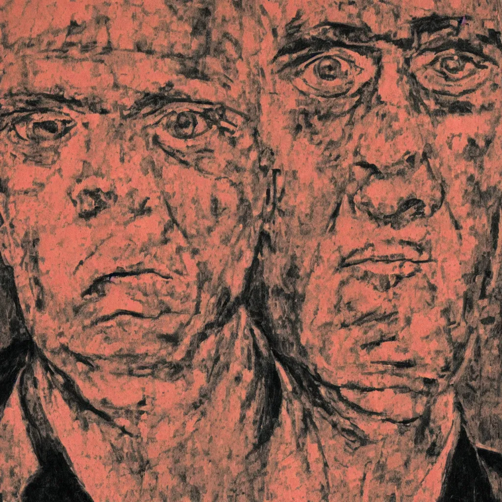 Prompt: us soldier by gilbert & george, face, portrait, close up