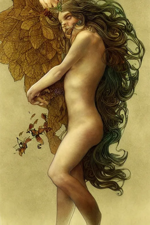 Image similar to a faerie, golden ratio, detailed, rainbowshift, by jean - baptiste monge and maxfield parrish and artgerm