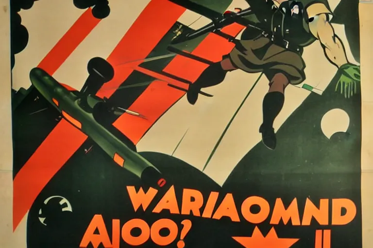 Image similar to 1940s, war, anime, poster, propaganda