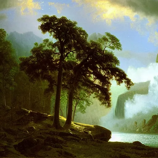 Prompt: Ronald Reagan, albert bierstadt, painting