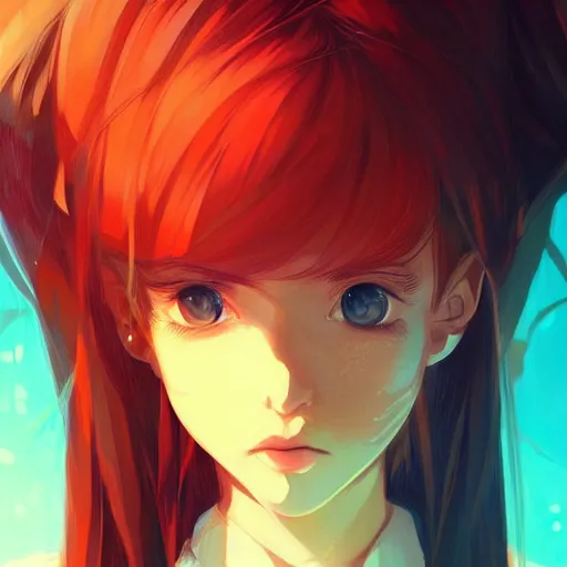 Image similar to pretty girl portrait, dramatic lighting, digital painting, arcane magic, by makoto shinkai and ilya kuvshinov, rossdraws, illustration, fantasy