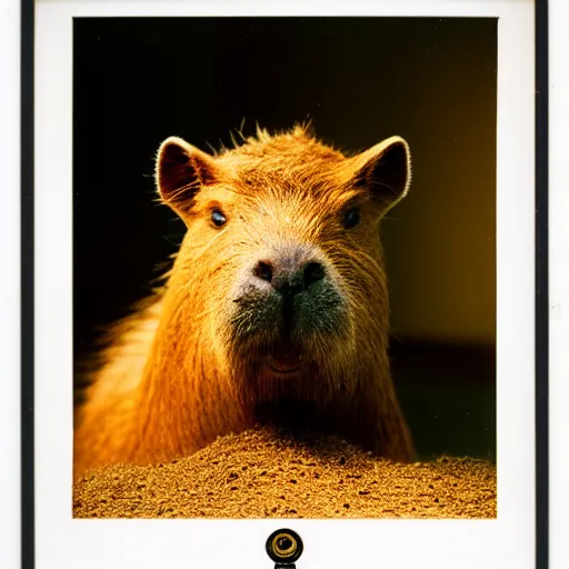 Image similar to capybara chews on a nvidia gpu, wildlife photography, kodak gold 2 0 0, depth of field, f / 2 2, neon lamp, volumetric lighting, award - winning photo