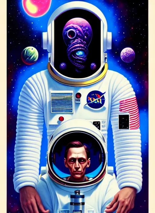 Image similar to cosmic lovecraft astronaut portrait, pixar style, by tristan eaton stanley artgerm and tom bagshaw.