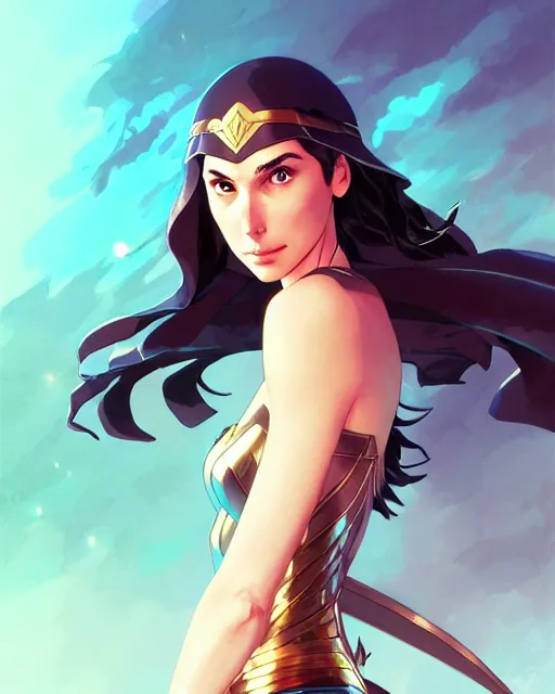 Image similar to gal gadot as a mage, fantasy, slight smile, portrait shinkai makoto studio ghibli studio key hideaki anno sakimichan stanley artgerm lau rossdraws james jean marc simonetti elegant highly detailed digital painting artstation pixiv