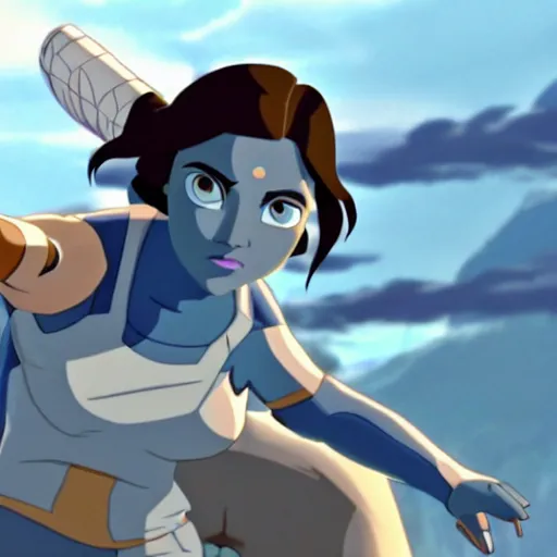Prompt: Avatar Korra, film still from the Pixar movie 'Avatar Korra'