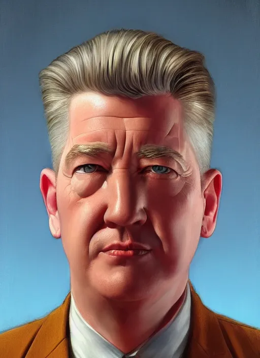 Image similar to portrait of a young david lynch, highly detailed, centered, solid color background, digital painting, artstation, concept art, smooth, sharp focus, illustration, artgerm, donato giancola, joseph christian leyendecker, basil gogos, les edwards, ed repka, wlop, artgerm