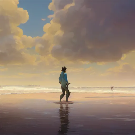 Prompt: Shrek wading in the beach, waist deep, ripples, facing the camera, full shot. By Makoto Shinkai, Stanley Artgerm Lau, WLOP, Rossdraws, James Jean, Andrei Riabovitchev, Marc Simonetti, krenz cushart, Sakimichan, trending on ArtStation, digital art.