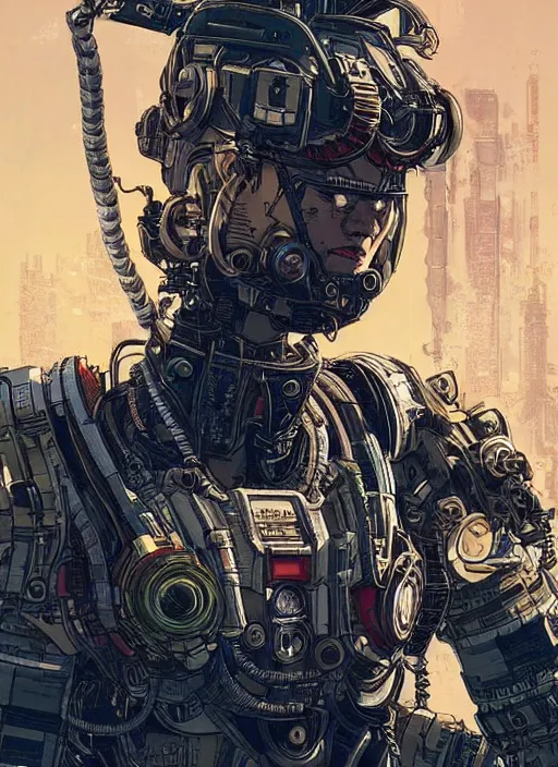 Prompt: cyberpunk pathfinder robot from apex legends character portrait, portrait by james gurney and laurie greasley and yoji shinkawa, concept art, intricate details, highly detailed, vintage sci - fi