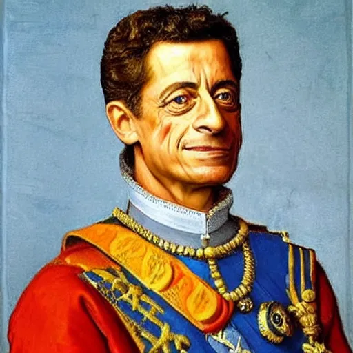 Image similar to renaissance portrait of Nicolas Sarkozy as a french king