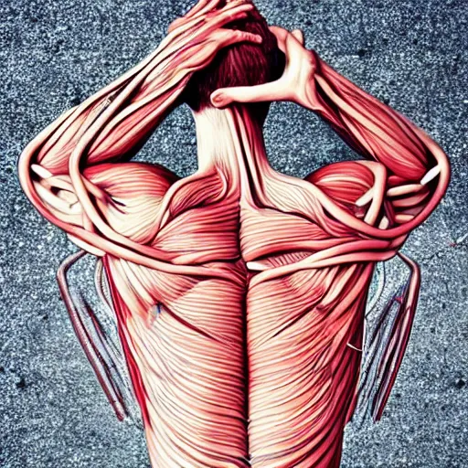 Image similar to beautiful mess of entangled muscular muscles