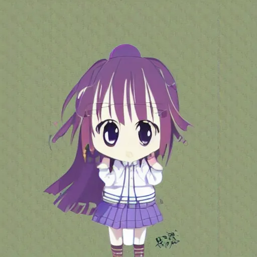 Image similar to character portrait of a singular kawaii chibi in the sytle of kyoto animation, in simple background