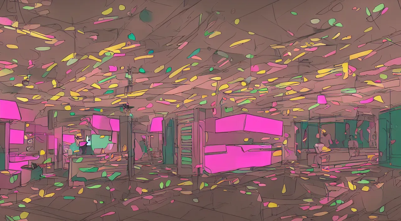 Image similar to Krispy Kreme storm vivid colorful Hyperrealistic CGI Photorealistic cinematic volume lighting fanart from the toilet in which women in bikinis dwell on a freight elevator covered in Krispy Kreme donuts