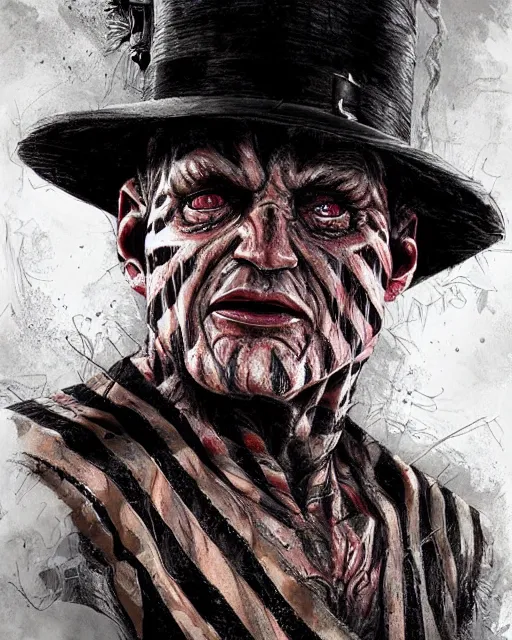 Image similar to freddy kruger, hyper realistic face, horror, fantasy art, in the style of greg rutkowski, intricate, hyper detailed