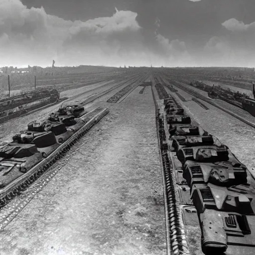 Prompt: in the soviet union summer 1943 tanks line up in thousands as far the eye can see, Realistic, HDR, HDD, Real Event, Dynamic Lighting