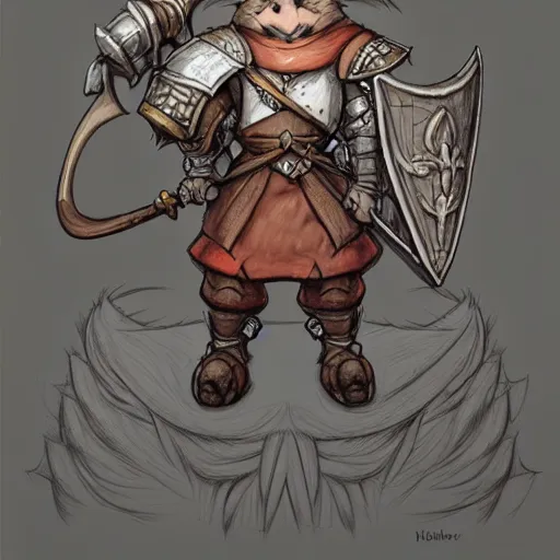 Prompt: heroic character design of anthropomorphic beaver, whimsical beaver, portrait of face, holy crusader medieval, final fantasy tactics character design, character art, whimsical, lighthearted, colorized pencil sketch, highly detailed, Akihiko Yoshida,