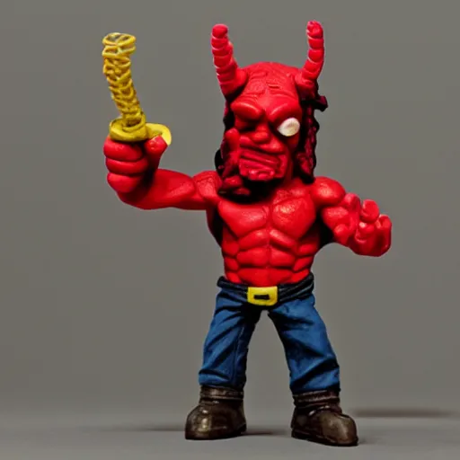 Prompt: hellboy made from twizzlers