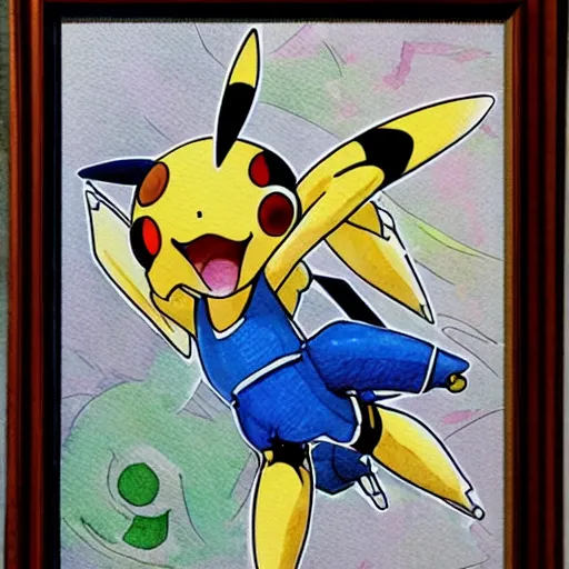 Image similar to bitcoin inspired pokemon, ken sugimori art, original 1 5 1, watercolor