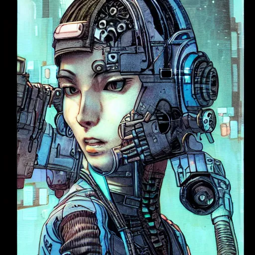 Image similar to android, killer - girl, high detail of the face, 1 / 8 katsuya terada, style of cyberpunk, night, city,