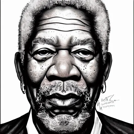 Prompt: An illustration of Morgan Freeman in the style of MeatCanyon, Face Portrait, hyper detailed, deviantart,