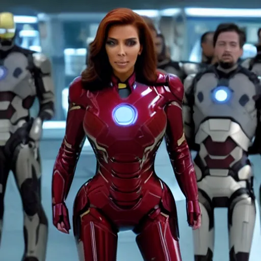 Image similar to A still of Kim Kardashian as Black Widow in Iron Man 2 (2010)