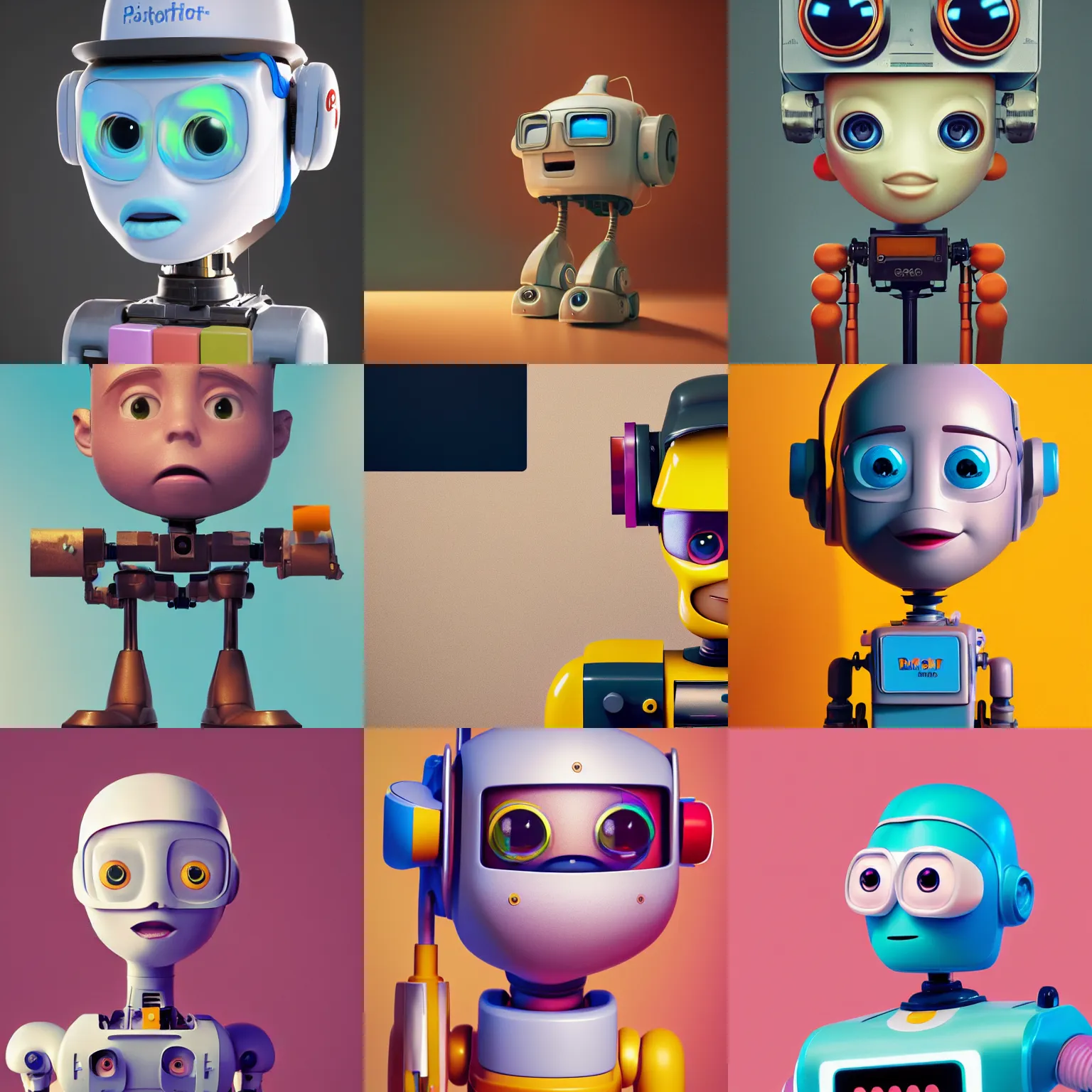 Prompt: portrait of cute paint palette robot, big paintbrush, big head, high detail, beautiful light, depth of field, sharp focus, clean design, pixar, 4 k, octane render