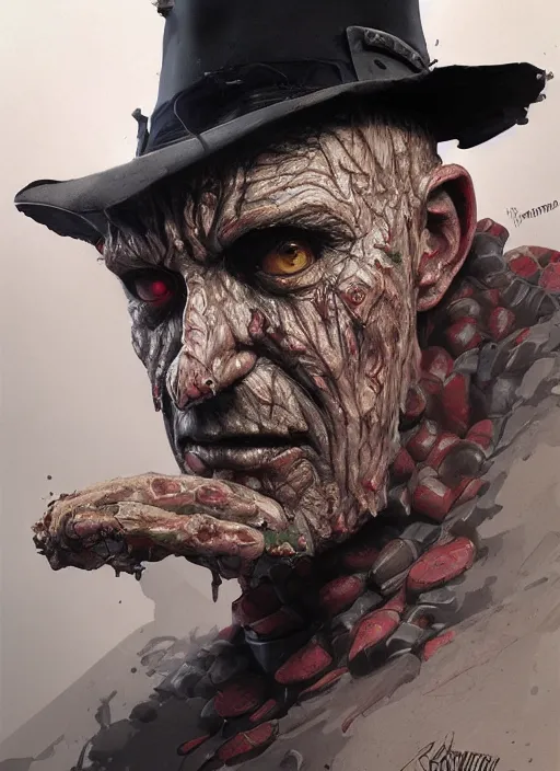 Prompt: Portrait Freddy Krueger, marvel comics, dark, intricate, highly detailed, smooth, artstation, digital illustration by Ruan Jia and Mandy Jurgens and Artgerm and Wayne Barlowe and Greg Rutkowski and Frank Frazetta